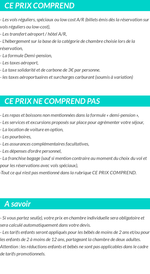 Conditions tarifaires