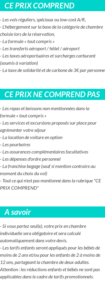 Conditions tarifaires