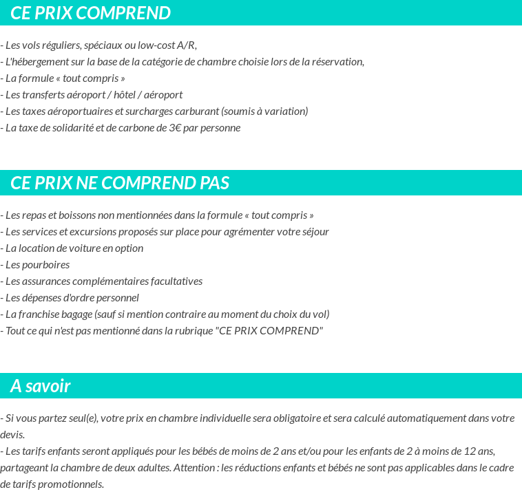 Conditions tarifaires