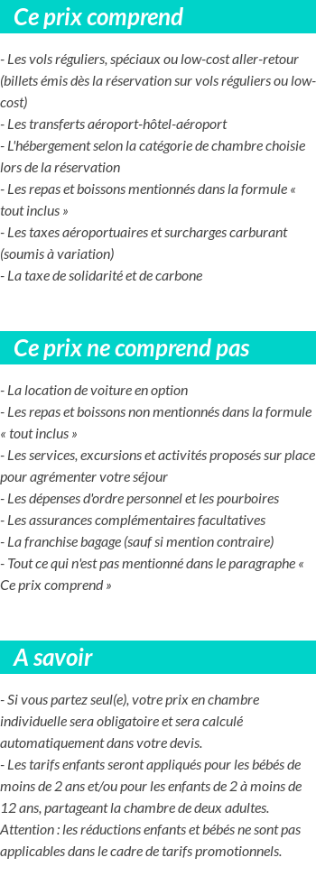 Conditions tarifaires