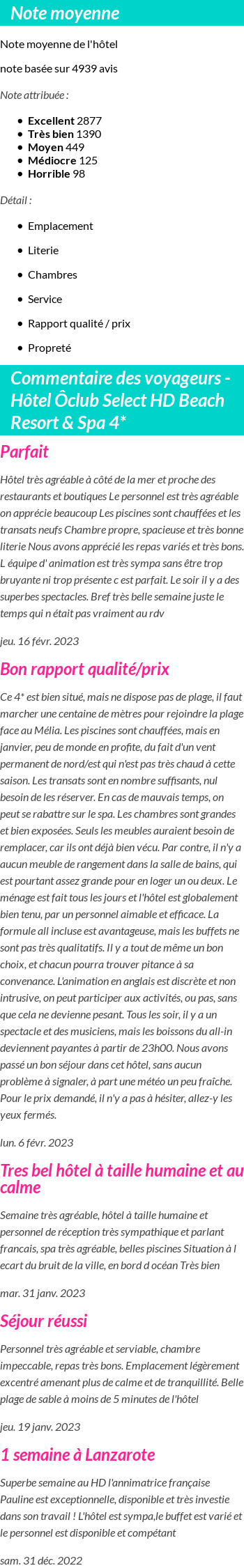 Avis clients