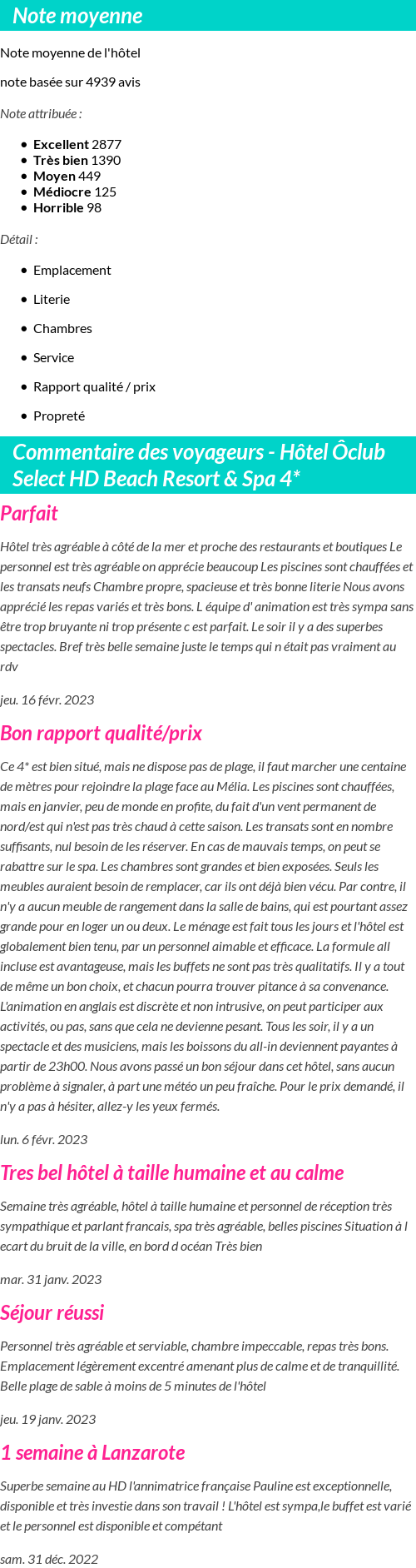 Avis clients
