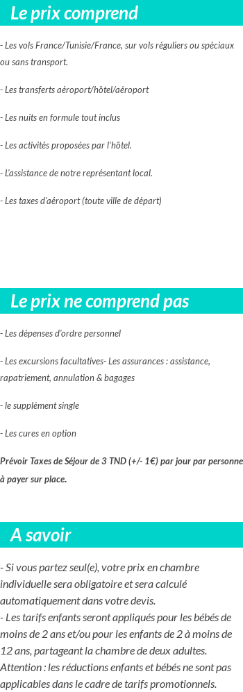 Conditions tarifaires