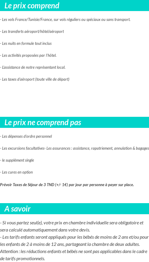 Conditions tarifaires