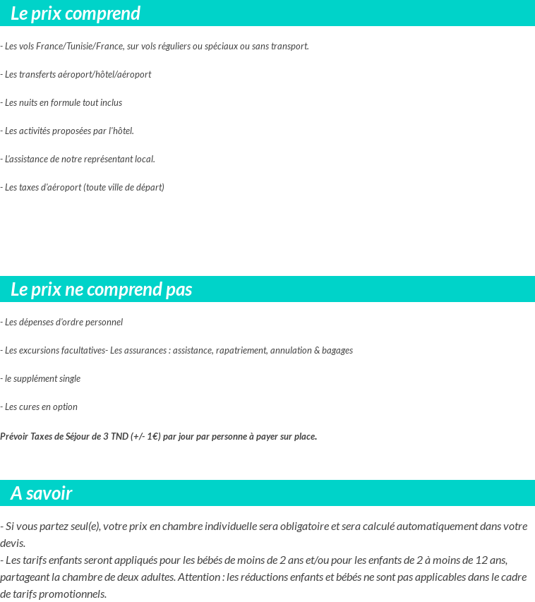 Conditions tarifaires