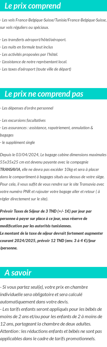 Conditions tarifaires