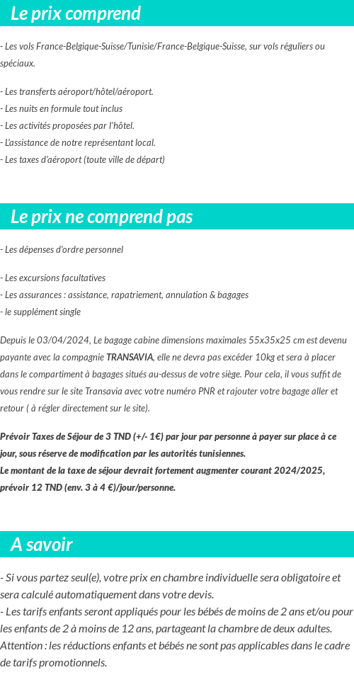Conditions tarifaires