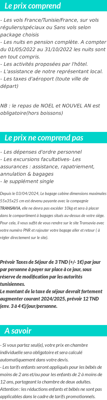 Conditions tarifaires