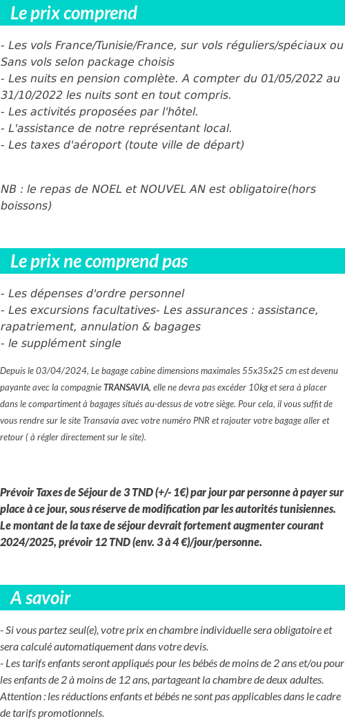 Conditions tarifaires