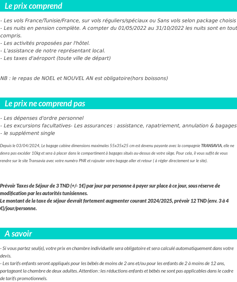 Conditions tarifaires