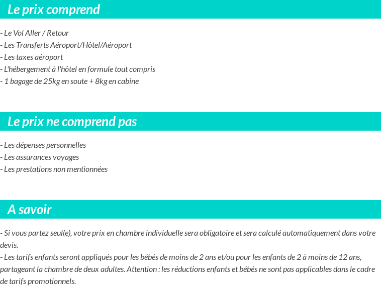 Conditions tarifaires