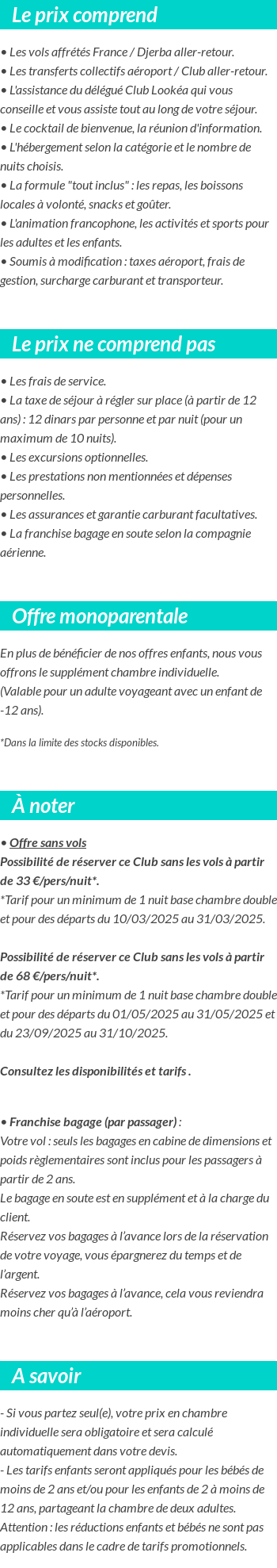 Conditions tarifaires