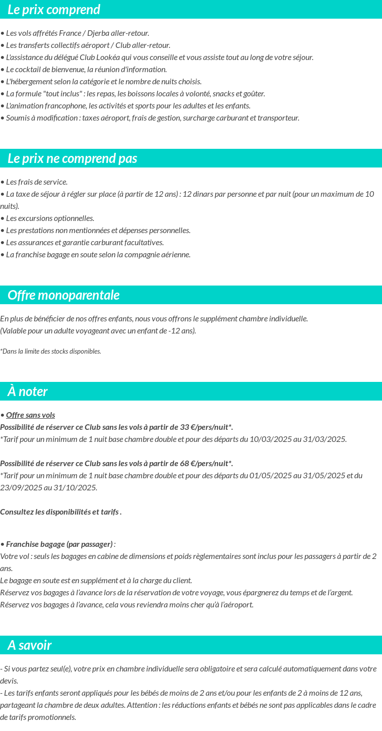 Conditions tarifaires