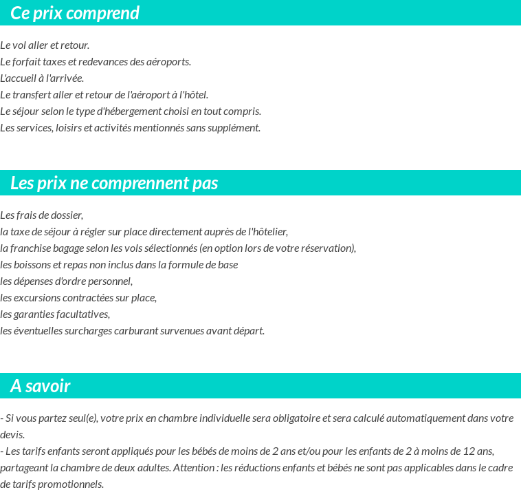 Conditions tarifaires
