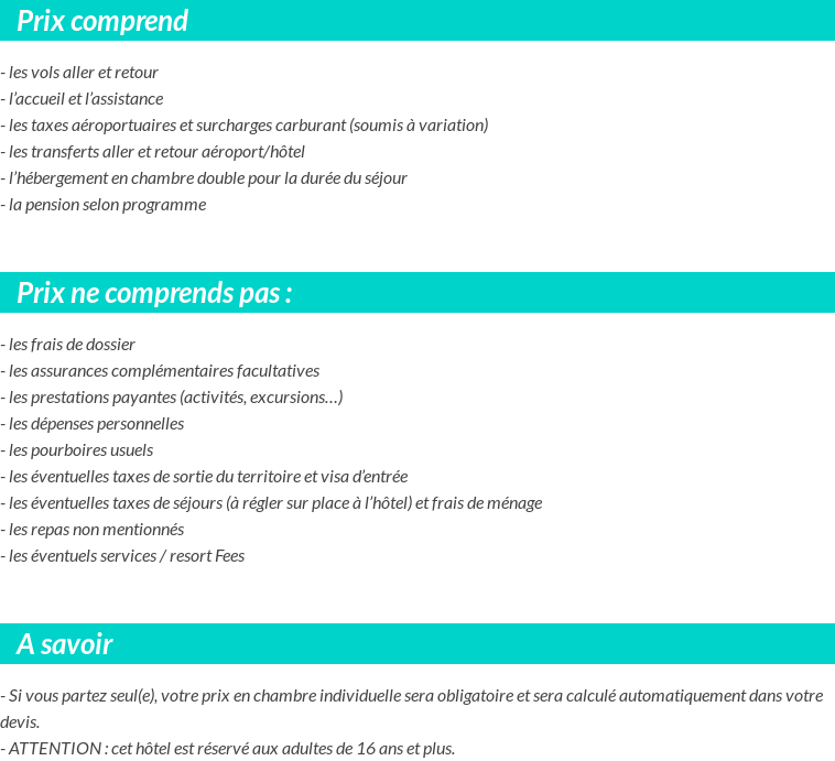 Conditions tarifaires