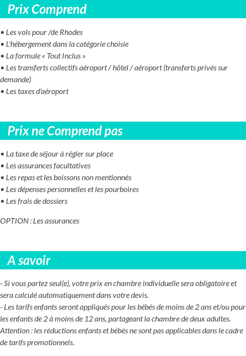 Conditions tarifaires