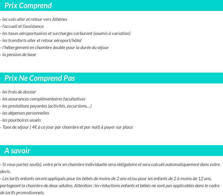 Conditions tarifaires
