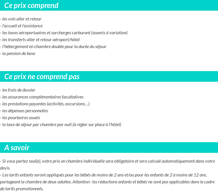Conditions tarifaires