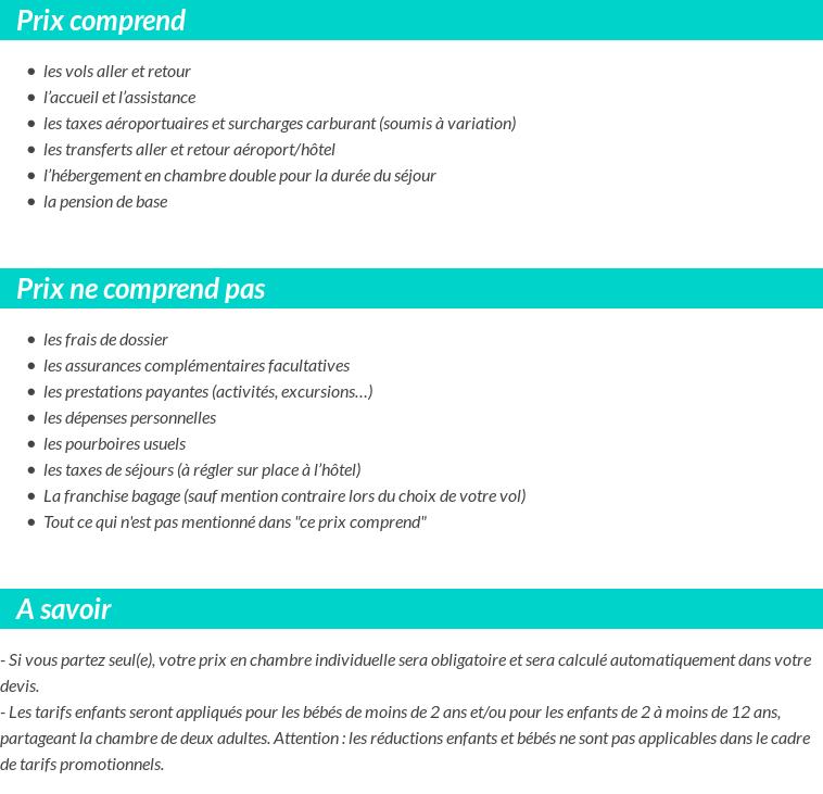 Conditions tarifaires