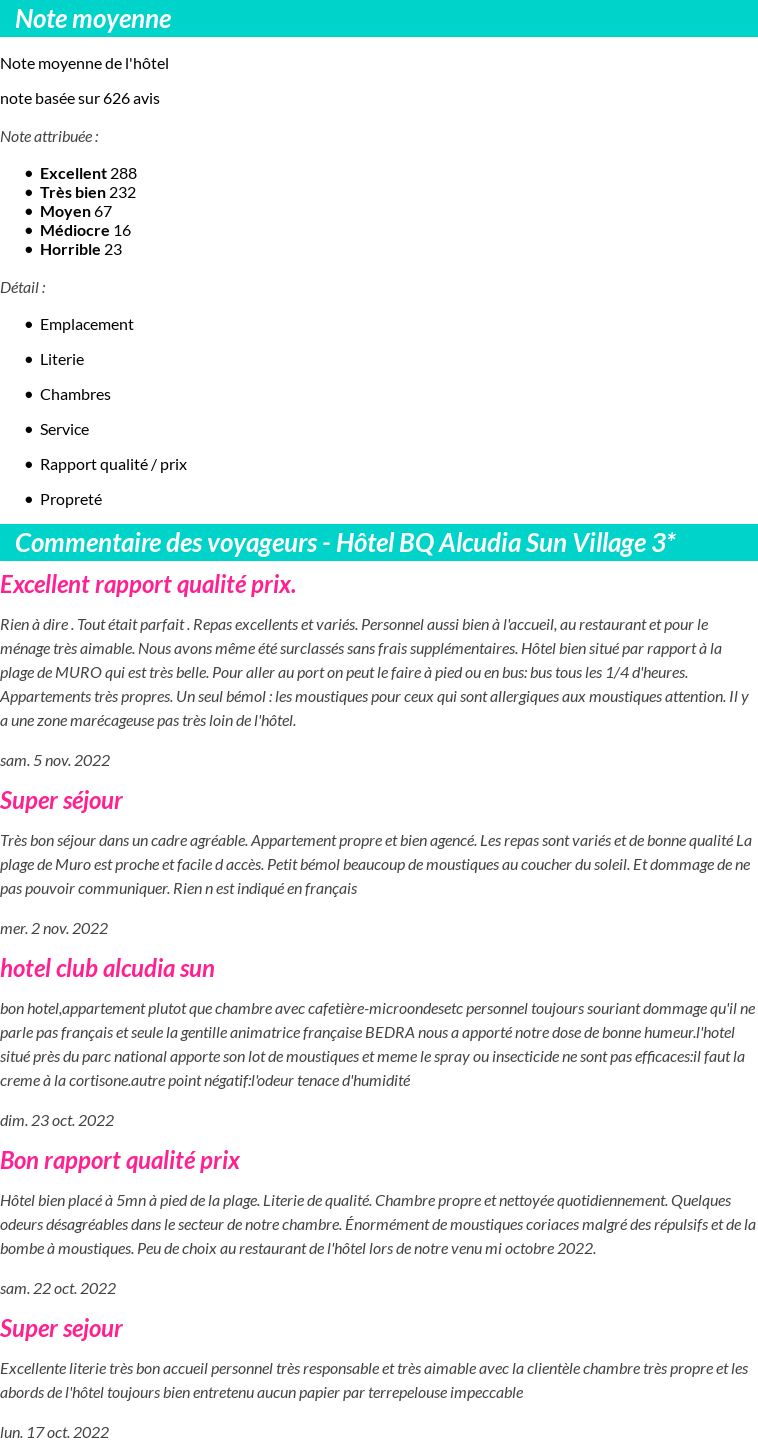 Avis clients