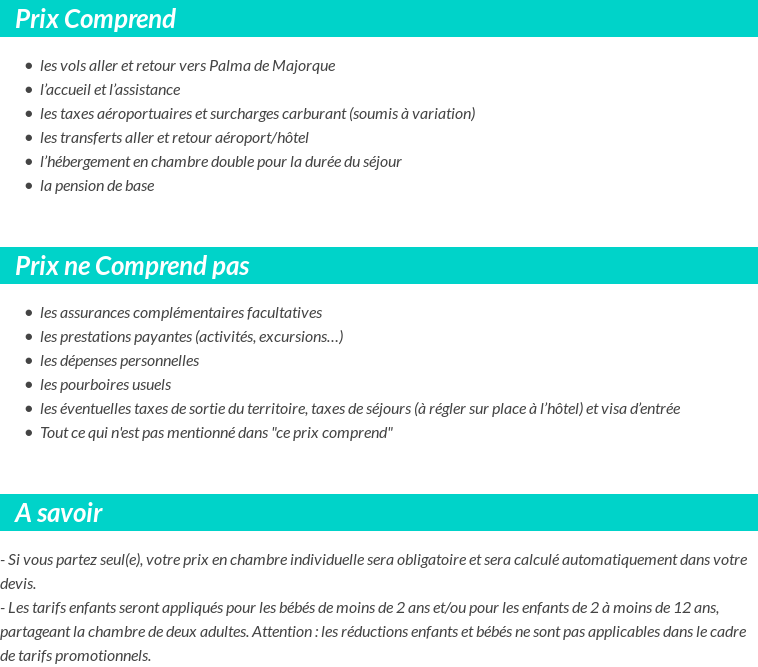 Conditions tarifaires