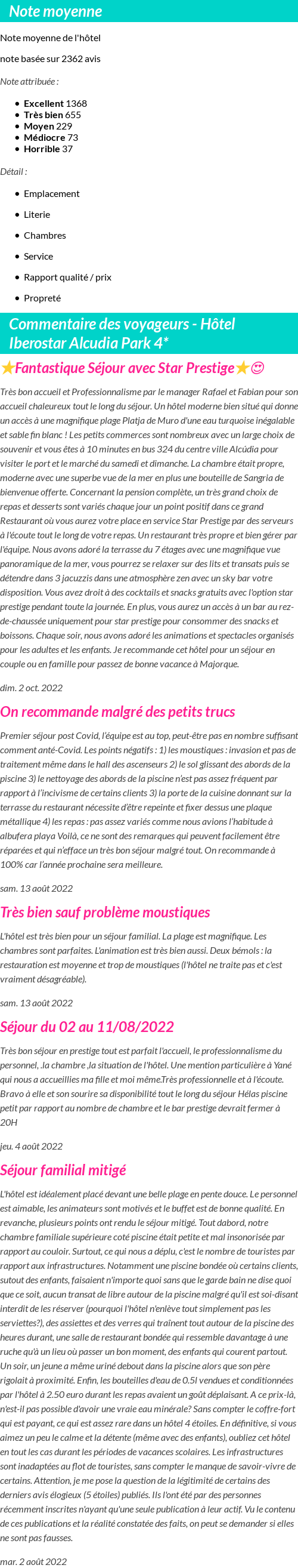 Avis clients