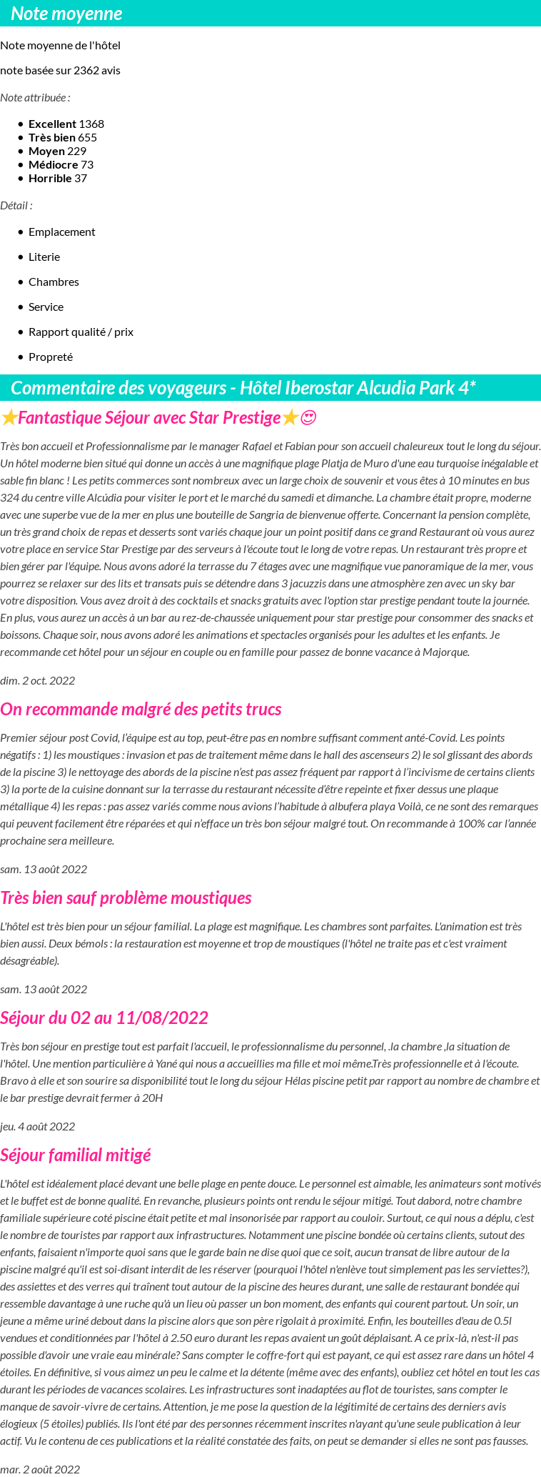 Avis clients