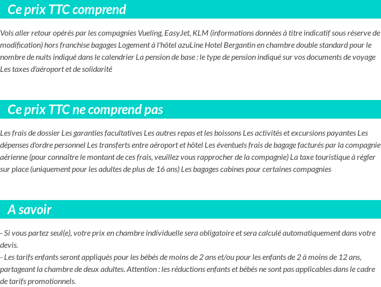 Conditions tarifaires