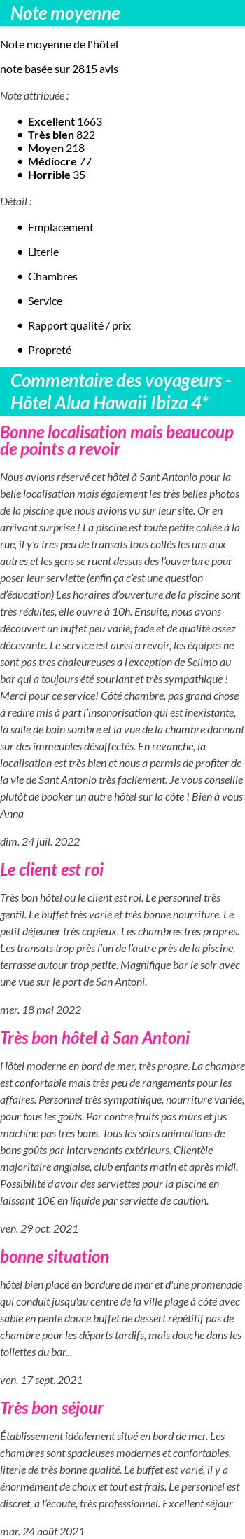 Avis clients