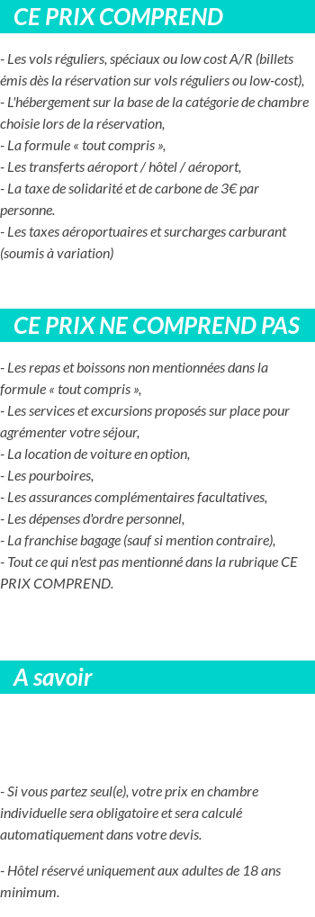 Conditions tarifaires