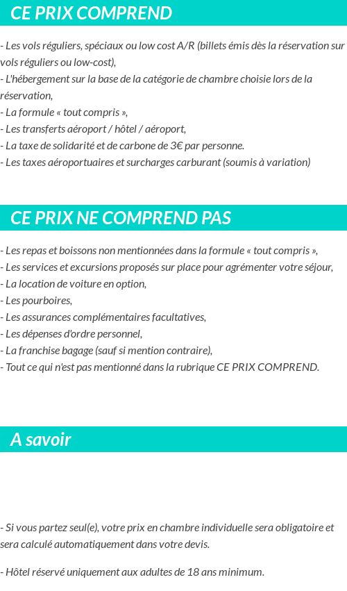 Conditions tarifaires