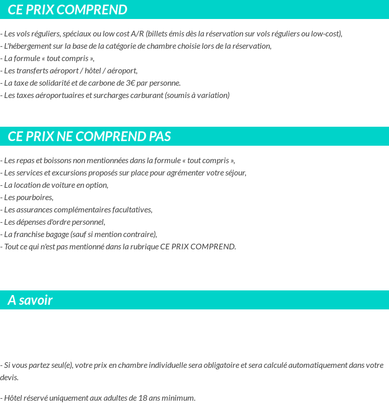 Conditions tarifaires