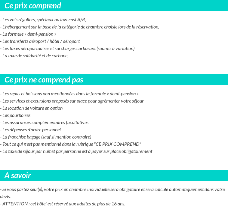 Conditions tarifaires