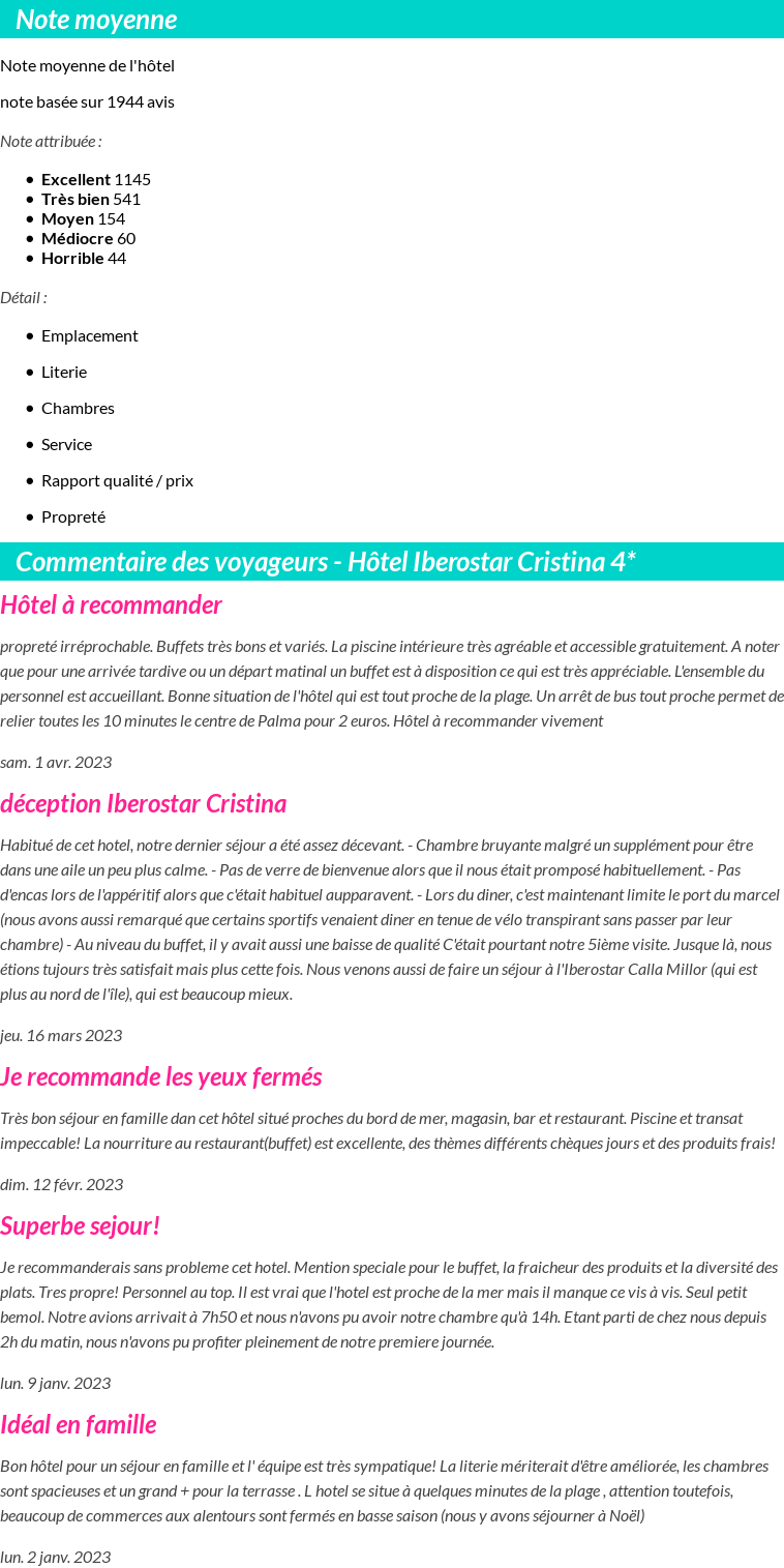 Avis clients