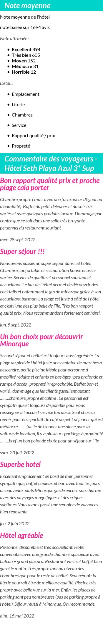 Avis clients