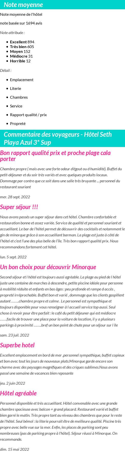Avis clients