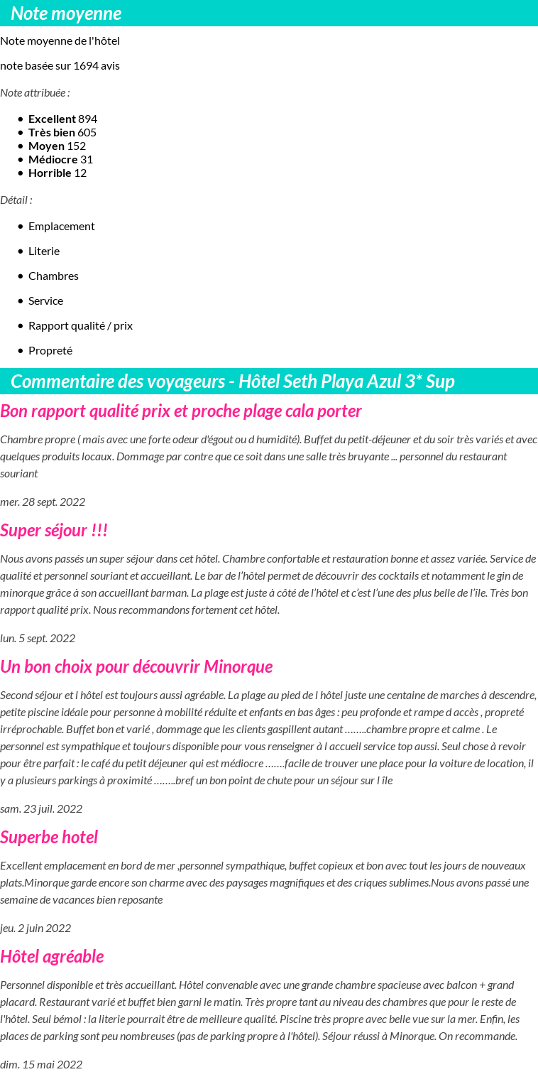 Avis clients