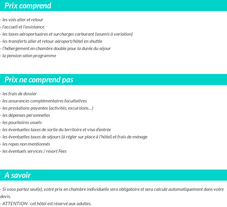 Conditions tarifaires