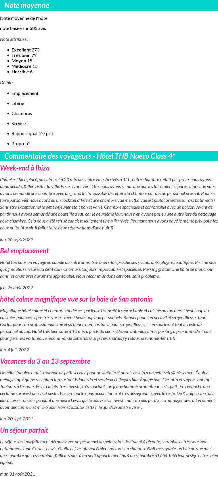 Avis clients