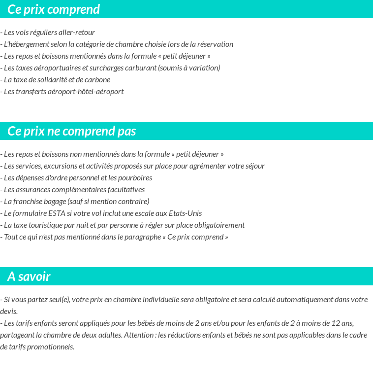 Conditions tarifaires