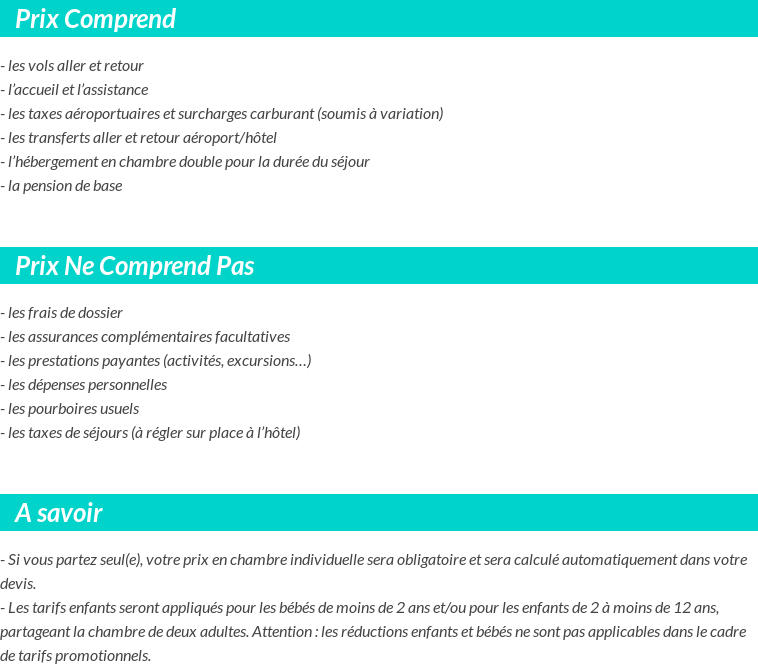 Conditions tarifaires