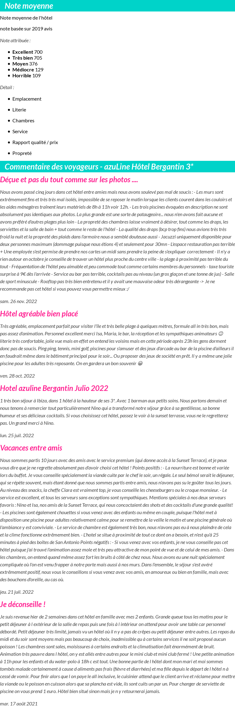 Avis clients