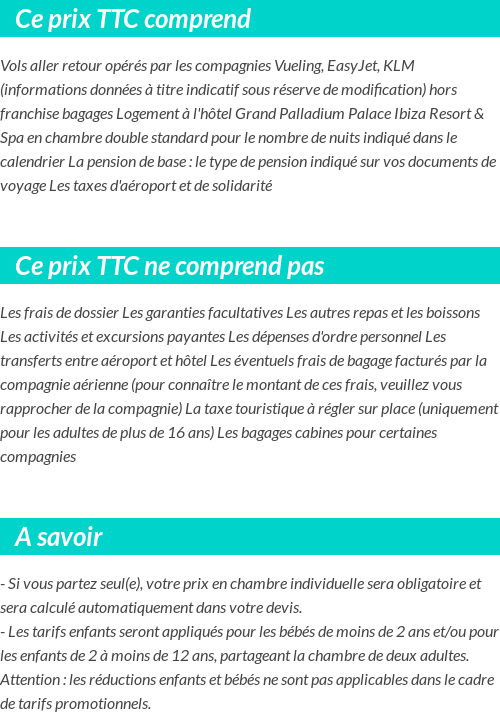 Conditions tarifaires