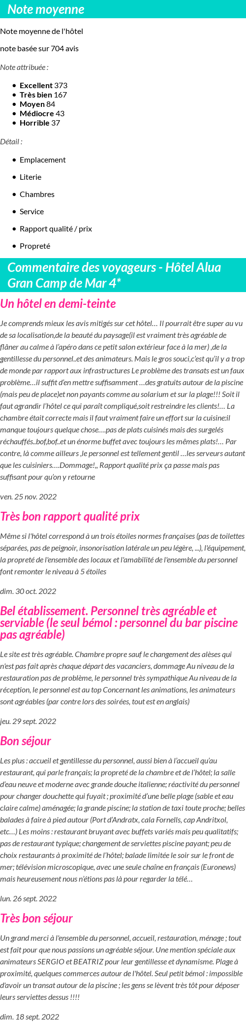 Avis clients