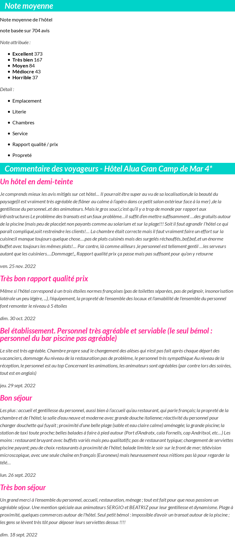 Avis clients