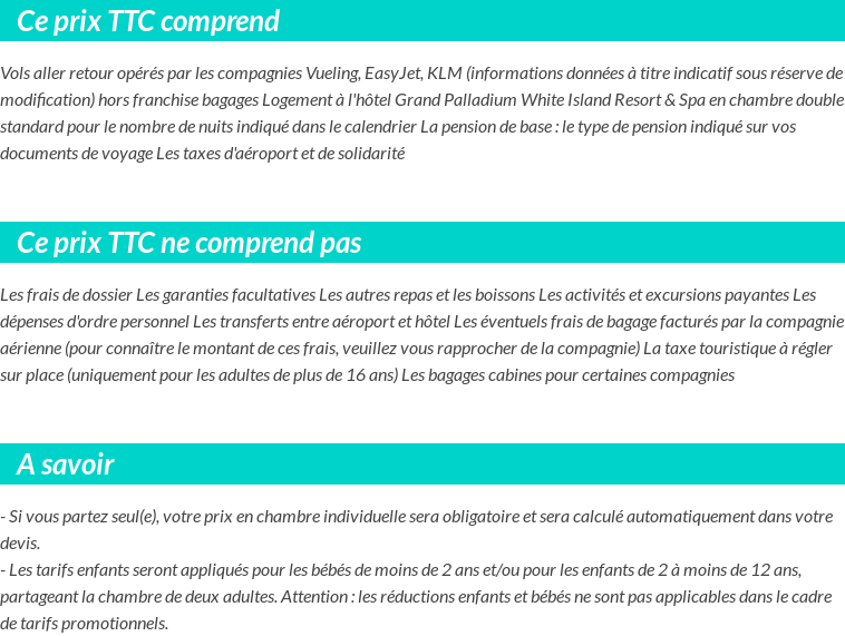 Conditions tarifaires