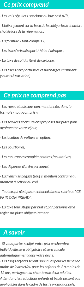 Conditions tarifaires