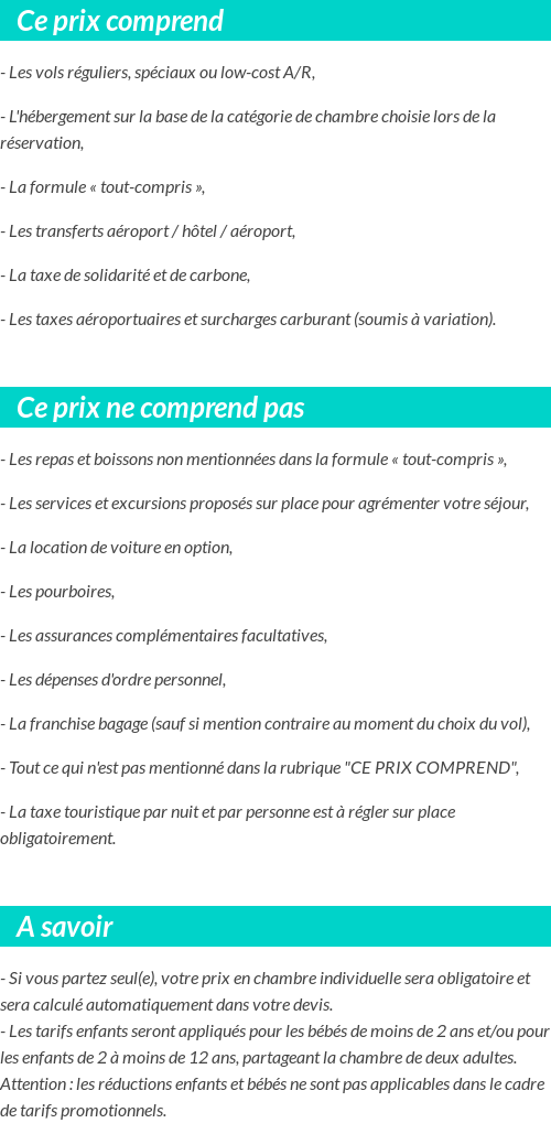 Conditions tarifaires