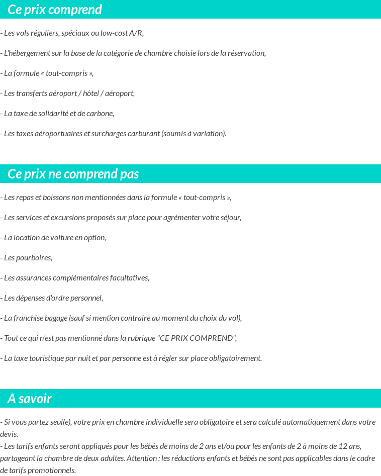 Conditions tarifaires