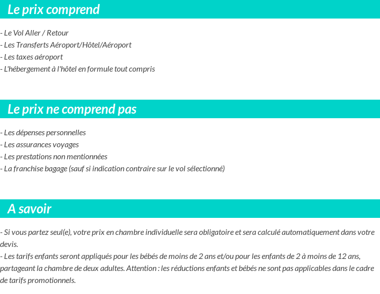 Conditions tarifaires